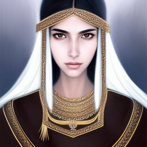 Elegant Middle Eastern Woman Portrait, Hyperdetailed Art