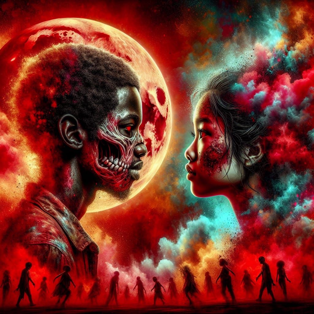 Zombie Children Under the Blood Moon in Splash Art