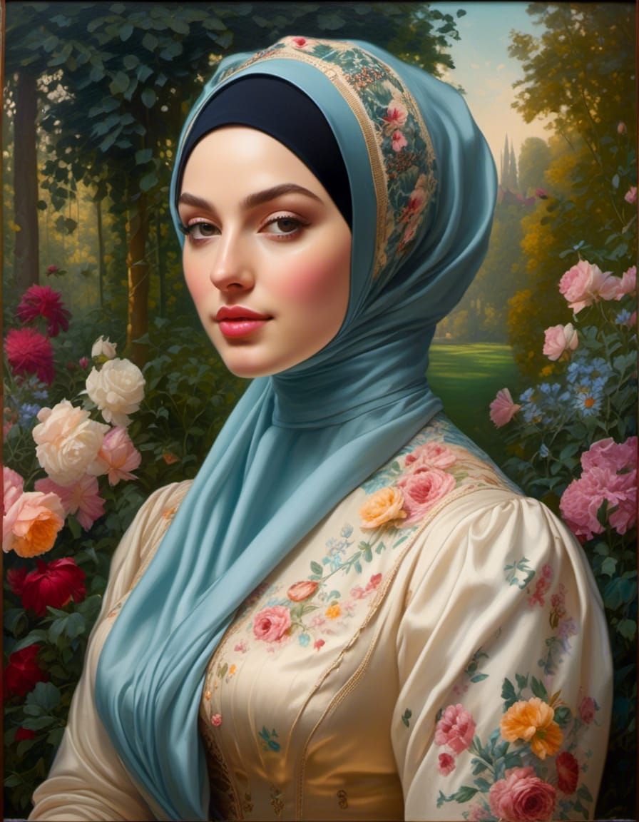 Victorian Beauty in Mystical Garden