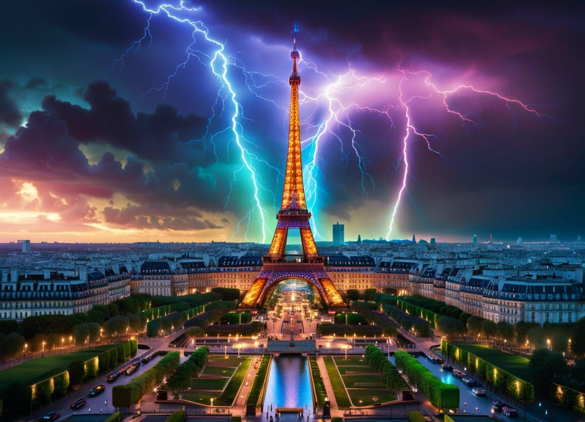 The Eiffel Tower Lightning-scape