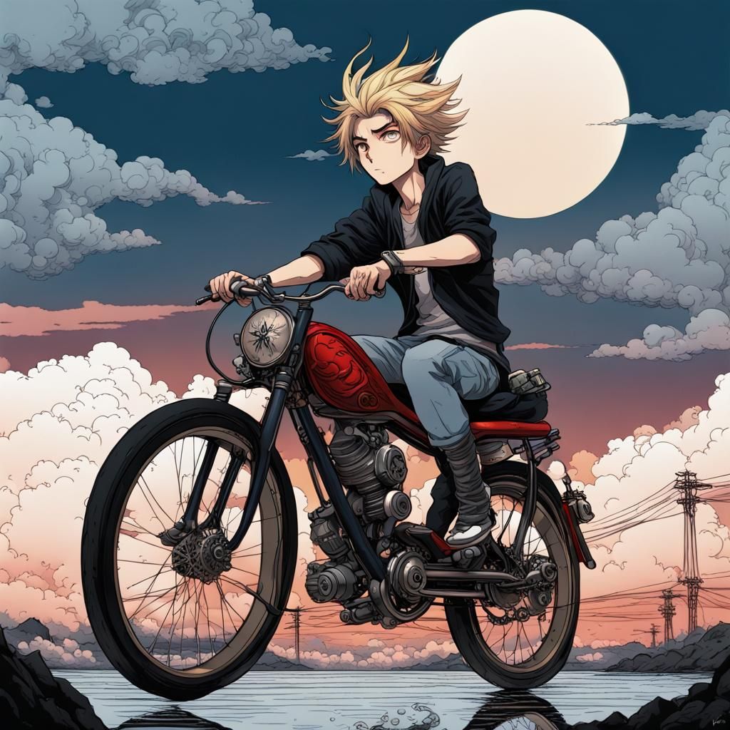 pen and ink - photorealistic anime boy