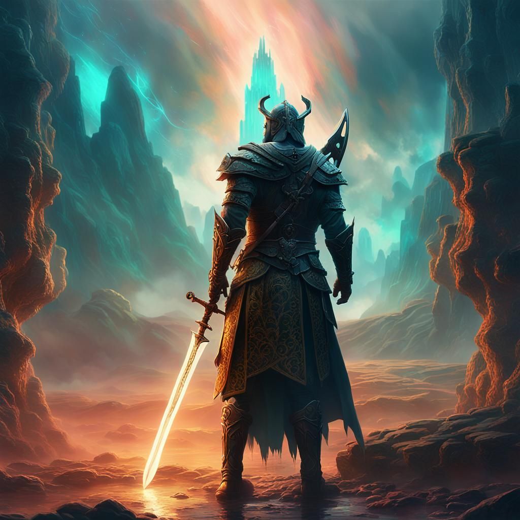 Mystical Warrior in High Fantasy Realm