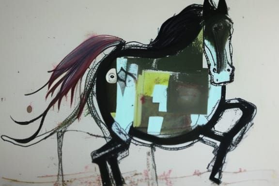 AI Horse Image With Mixed Media Aesthetic