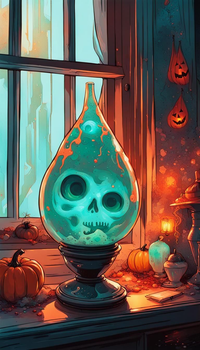 Halloween Lava Lamp in Fantasy Concept Art Style