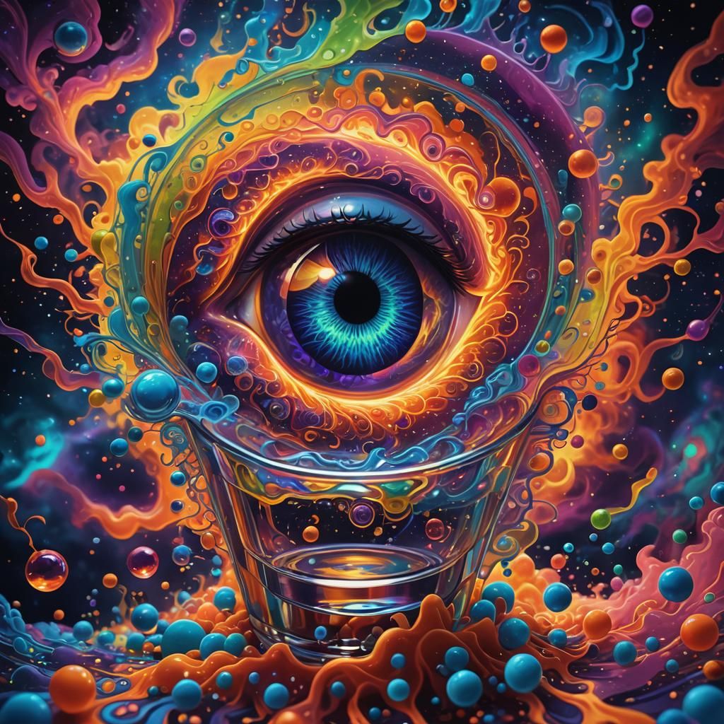 Psychedelic Astral Shot Glass with LSD Molecule