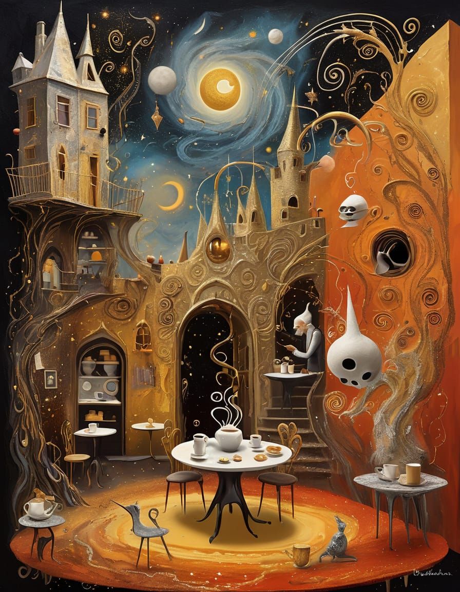 Enchanted Cafe Hideout in Cosmic Surrealism