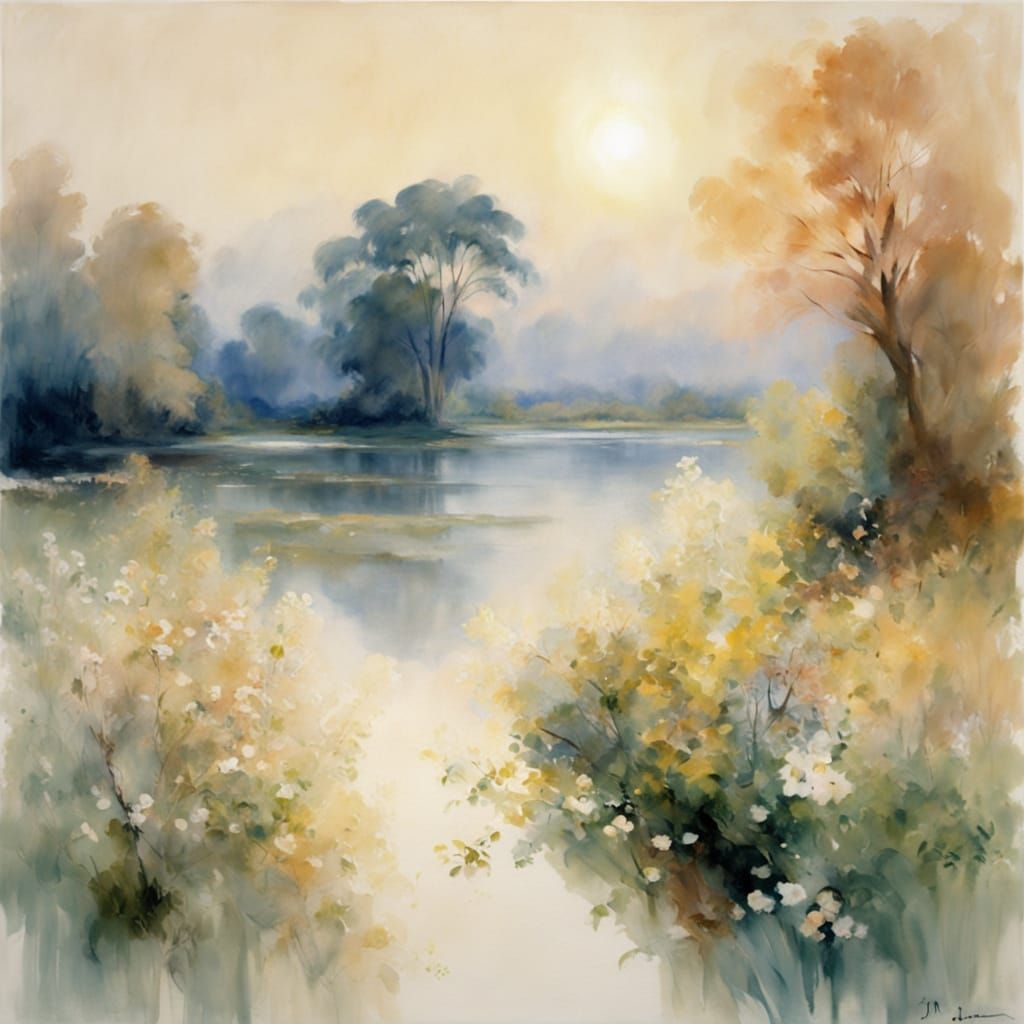 At the Lake Watercolor style