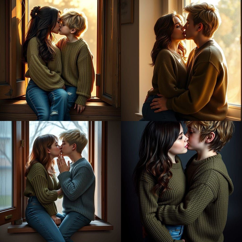 Romantic Youthful Couple in Intimate Moment