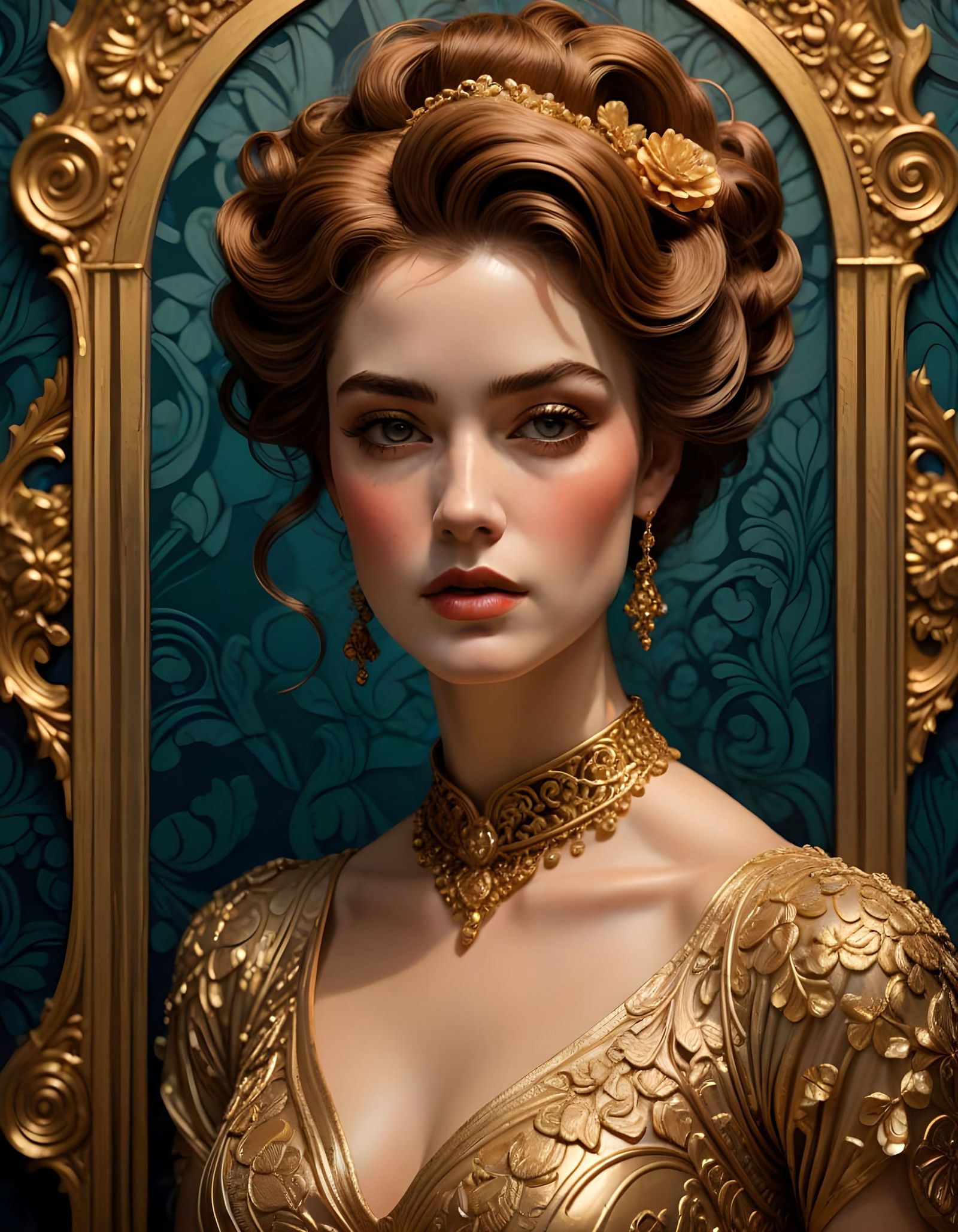 Gilded Gibson Beauty in Vibrant Embossed Relief