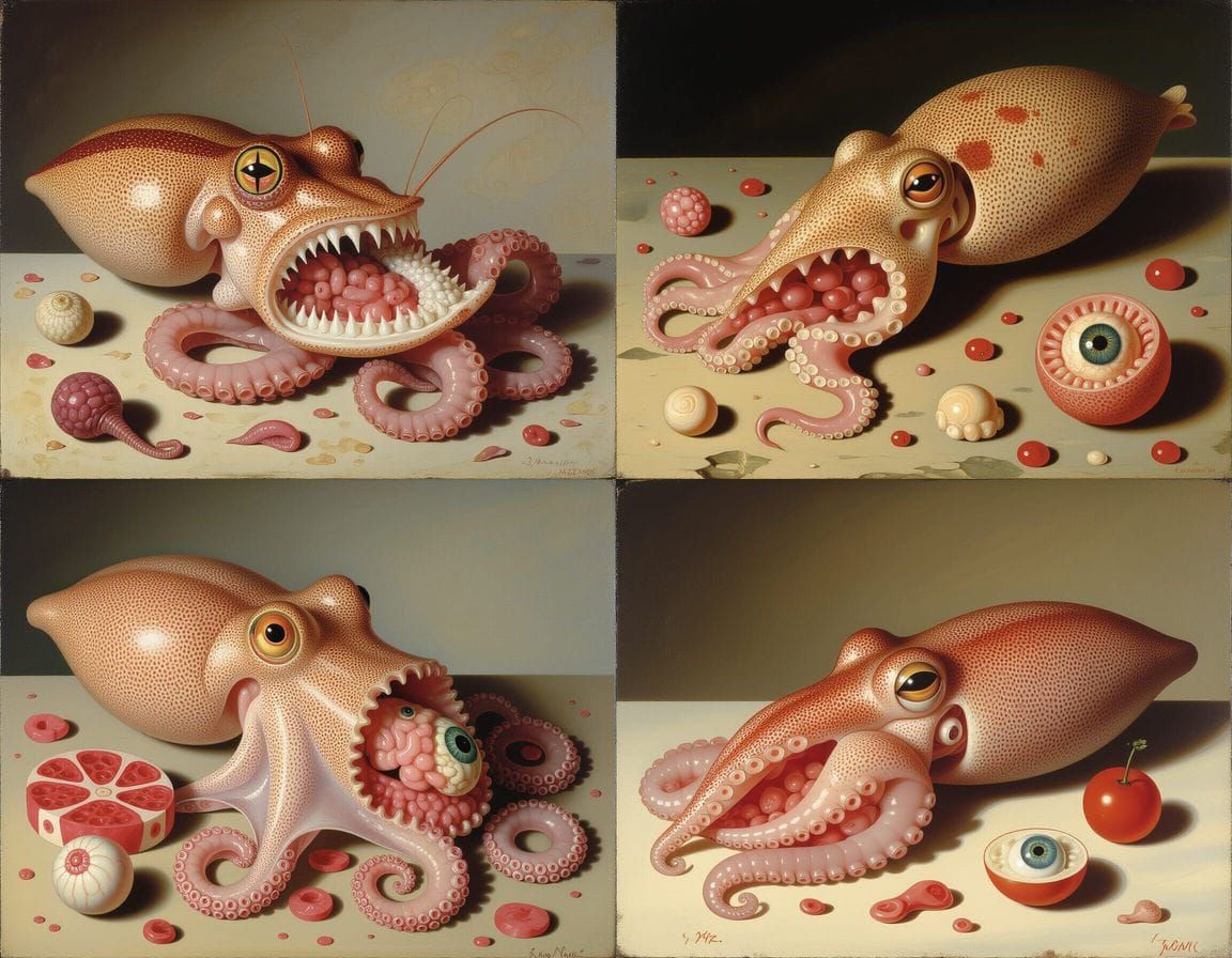 Horrific Mutant Calamari Creation: A Surrealist Nightmare