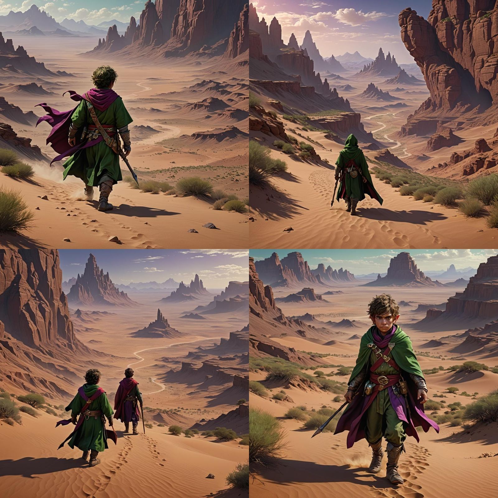 Halfling Wizard in Desert, Dark Fantasy Concept Art