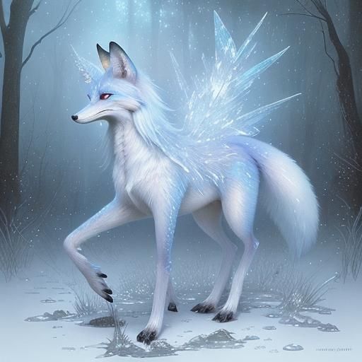 Crystalline Foxes in Starlight Meadow, Alcohol Ink