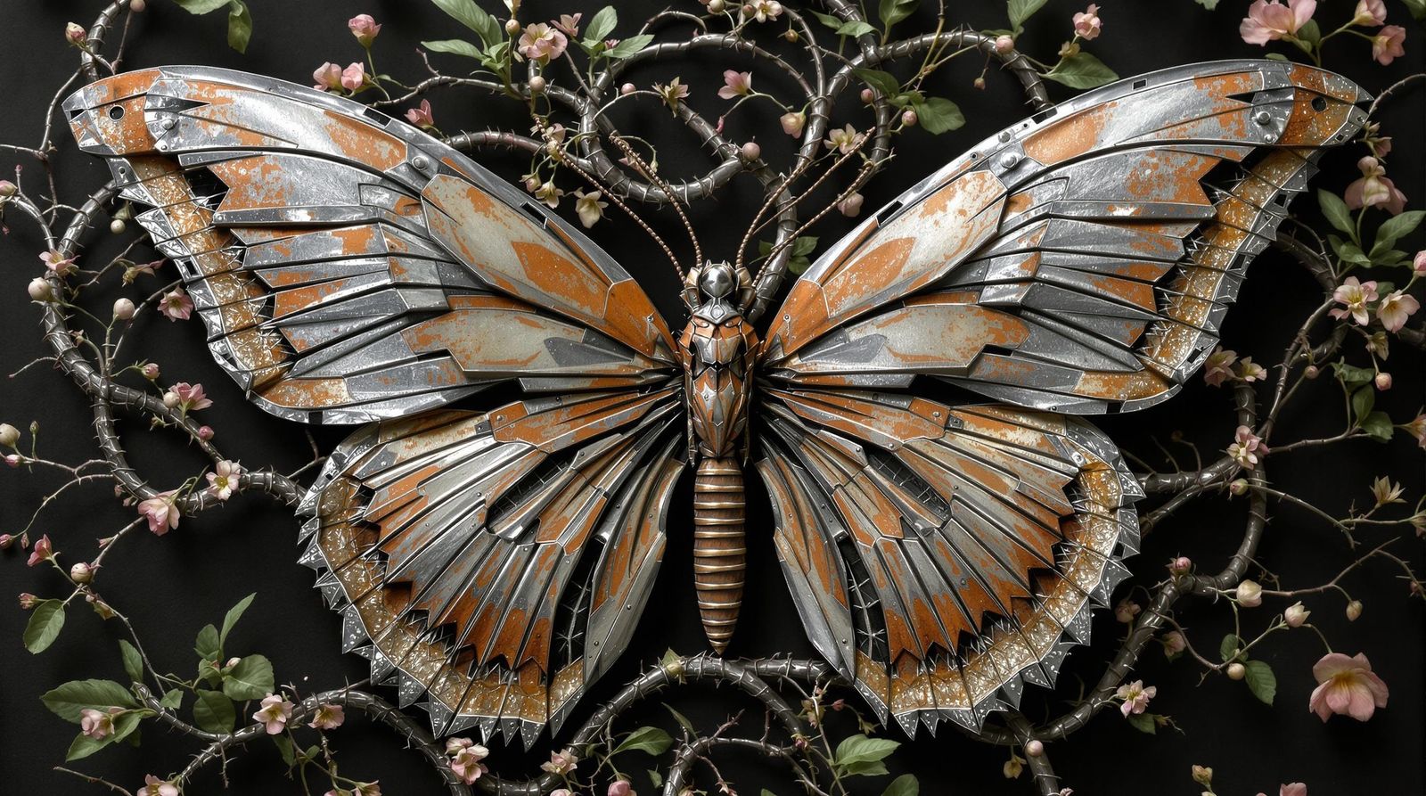 Industrial Butterfly Art in Dark Fantasy Style