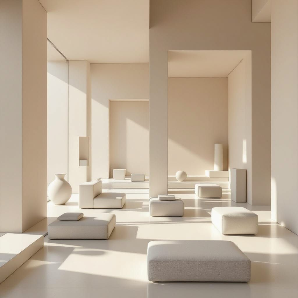 Minimalist Geometric Forms in Pale Tones