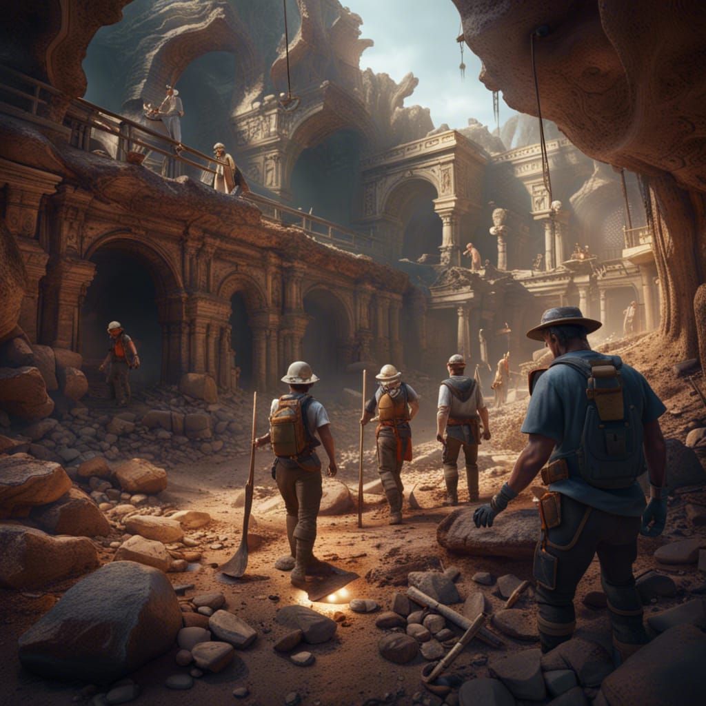 Archeologists at a Dig Site: Matte Painting