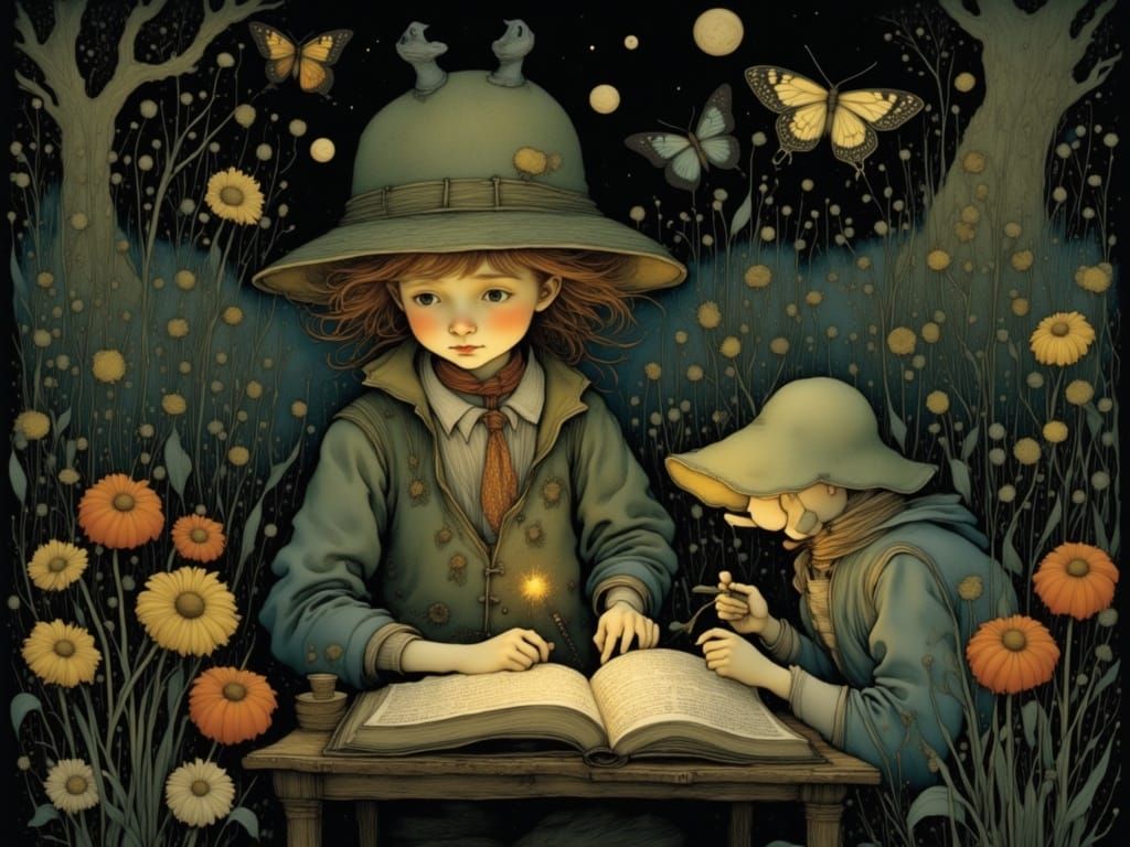 Mysterious Night Scene in a Delicate World