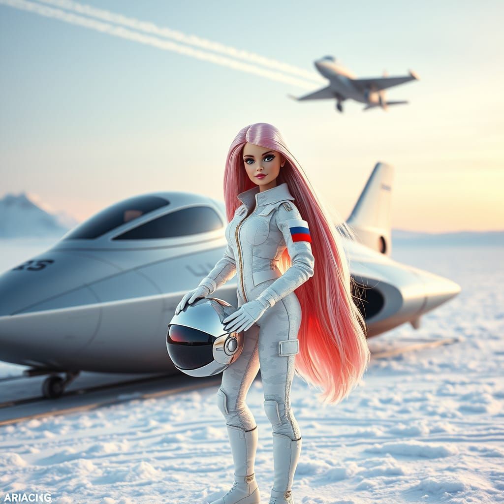 Futuristic Barbie Doll in White Camouflaged Space Suit with ...