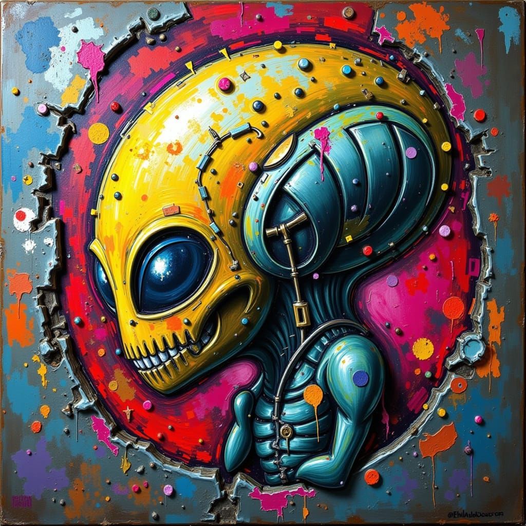 Alien Graffiti in Abstract Style