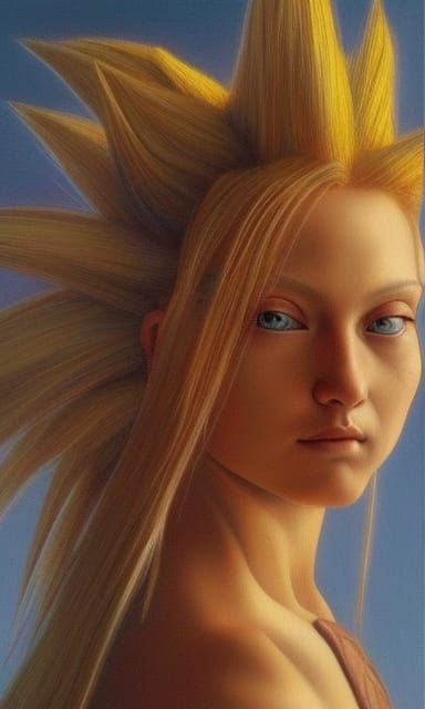 Female Super Saiyan in Renaissance Style