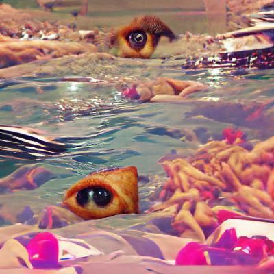 Surreal Eye Swimming Naked in Water