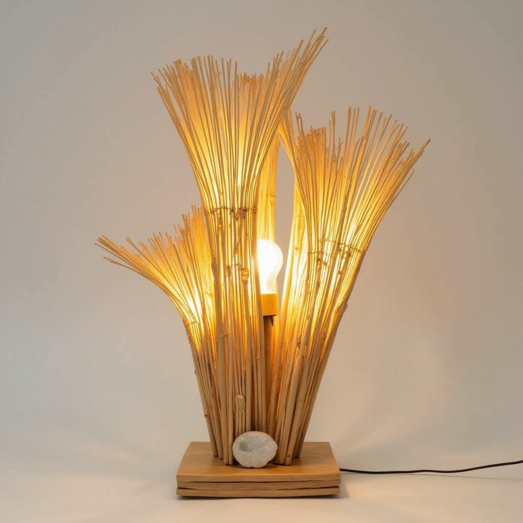 Surreal Bamboo Table Lamp with Tropical Capiz Shell Accents