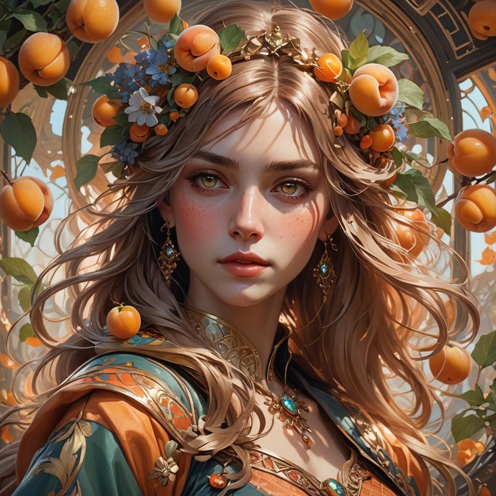 Hyperdetailed Apricot Portrait in Artgerm Style