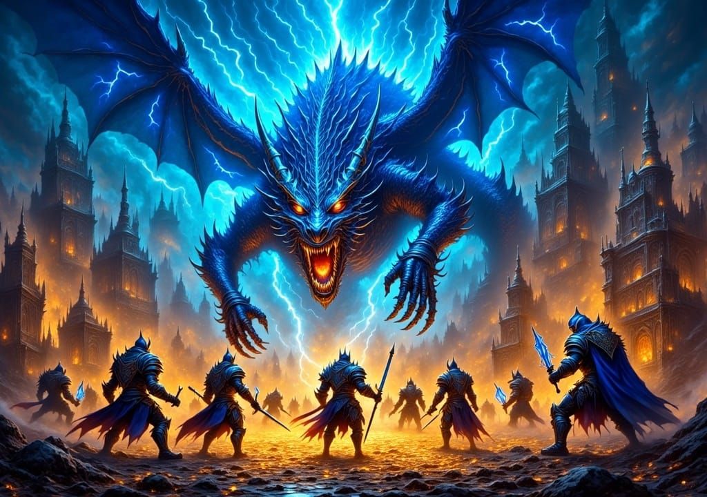 Heroic Knights Battle Lightning Dragon for Gold