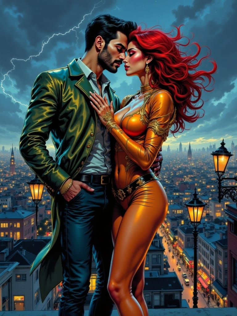 Gambit and Rogue: Hyperrealistic Comic Illustration