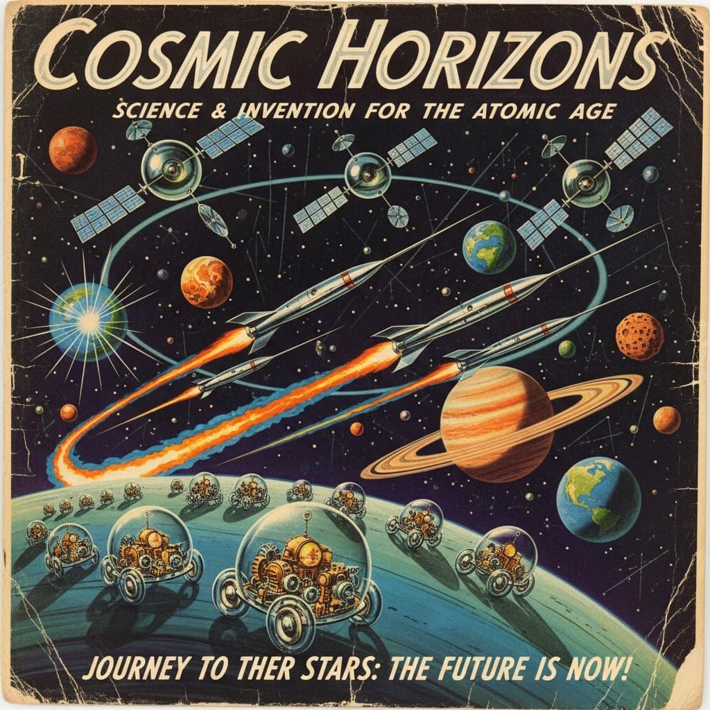 Retro Atomic Age Space Exploration Magazine Cover