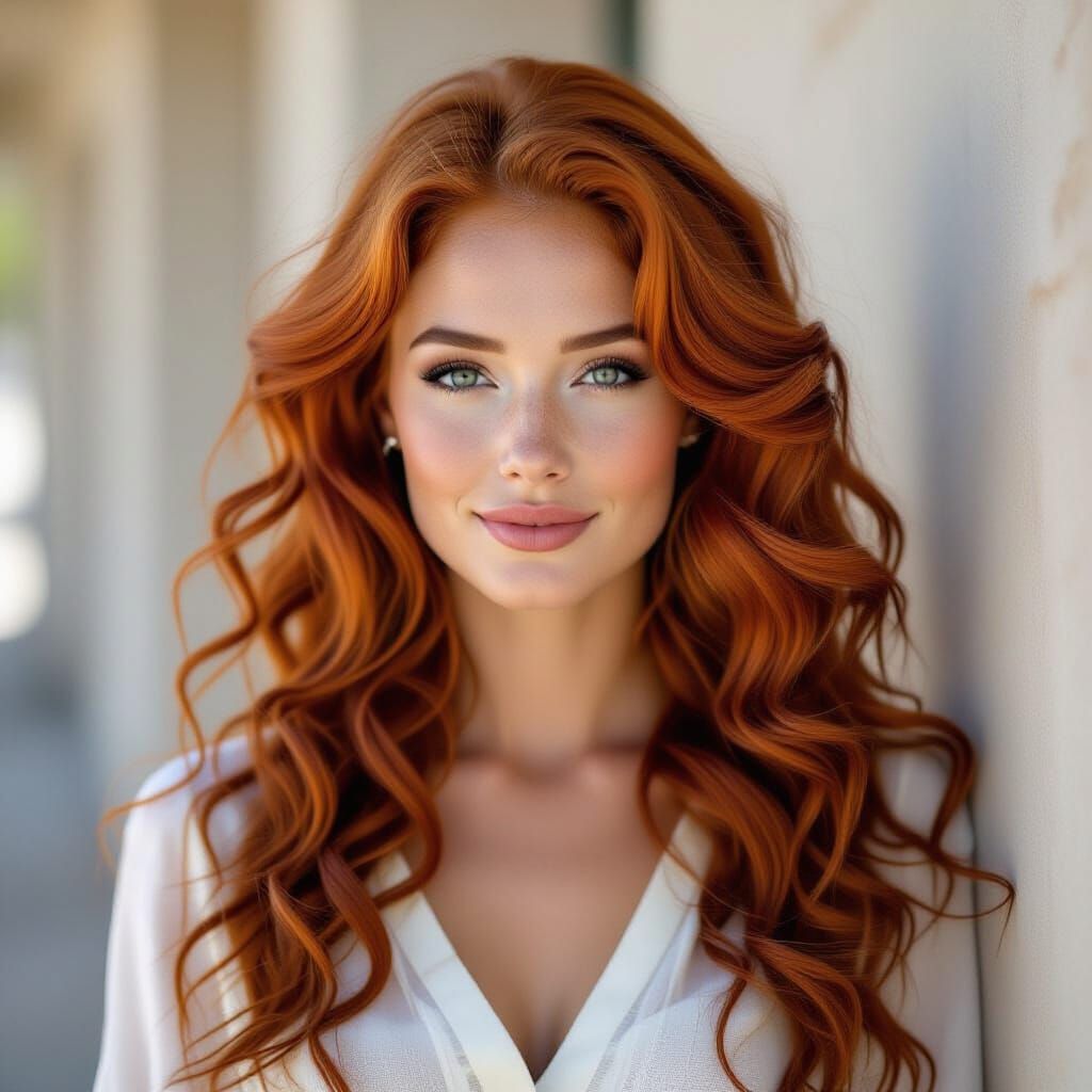 Beautiful Scotland Woman with Striking Red Curly Hair