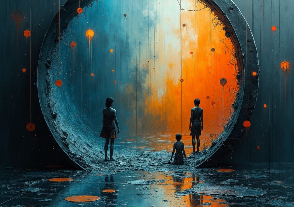 masterpiece, surreal, optical mirror ,abstract art complementary colors fine details, sinister by Greg Rutkowski surreal...