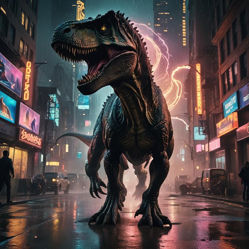 T-Rex Enters Future Through Magic Portal