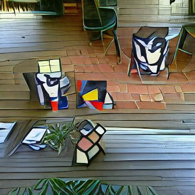 Cubist Party Scene on a Verandah