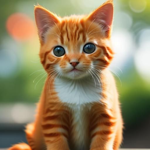 Cute Orange Kitten Smiling, Realistic Photography