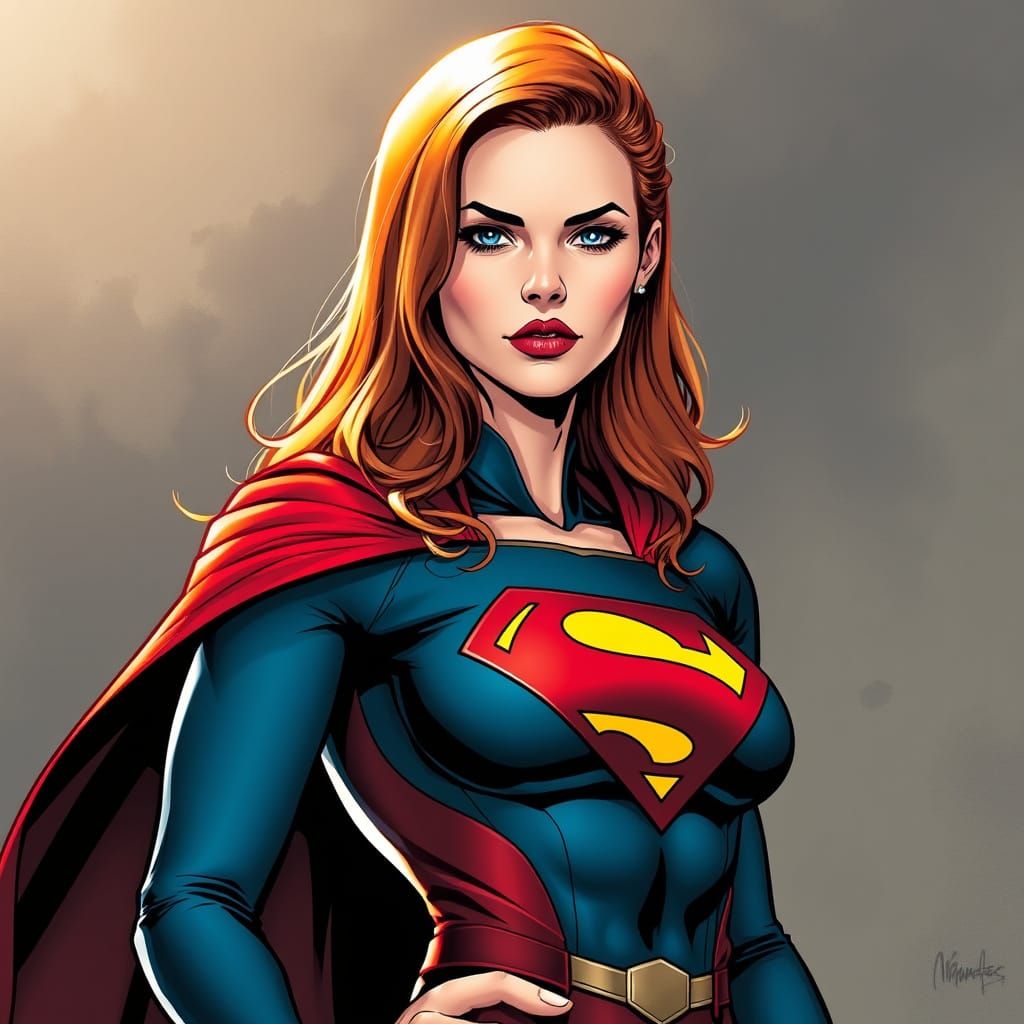 Alura Zor-El in Superman Suit, Comic Book Art