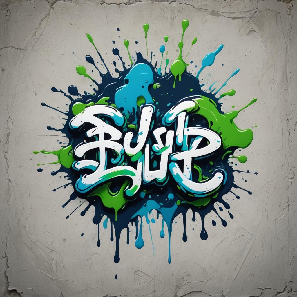 Blue and Green Math Symbol Logo in Graffiti Art