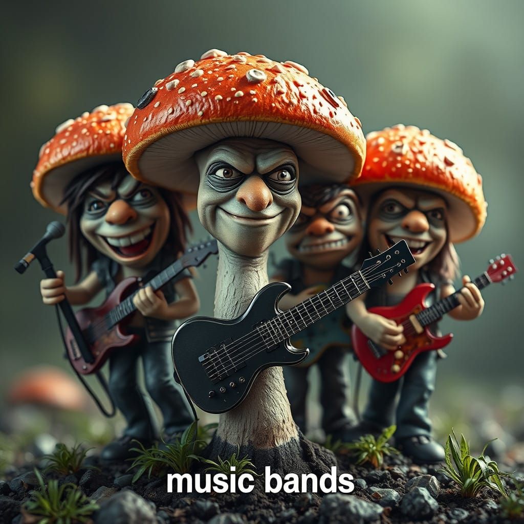 Rocking Mushrooms in a Humorous Music Scene