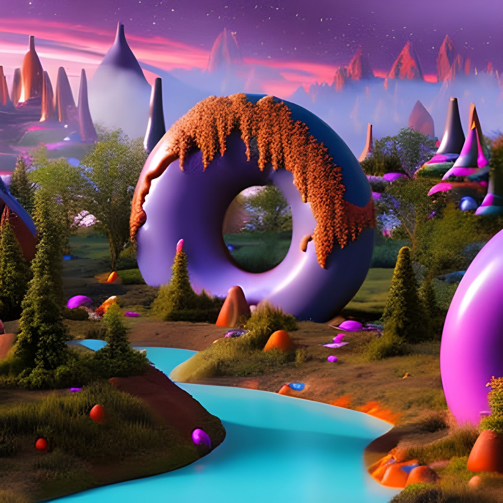 Donut Candy Land Alien Landscape