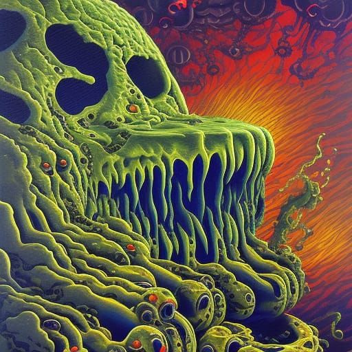 Surreal Nuclear Slime in Impasto Gouache Style