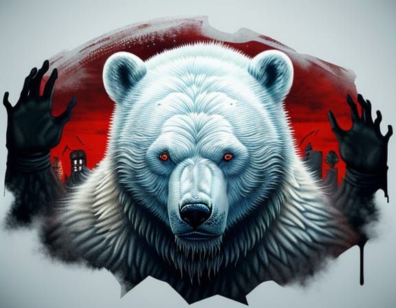 Grotesque Vampire Polar Bear Cub in Arctic Carnage