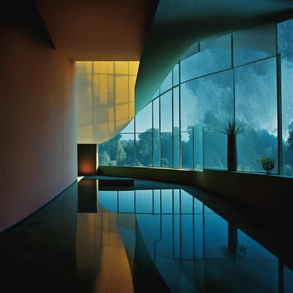 Luis Barragan Inspired Interior with Glass Walls