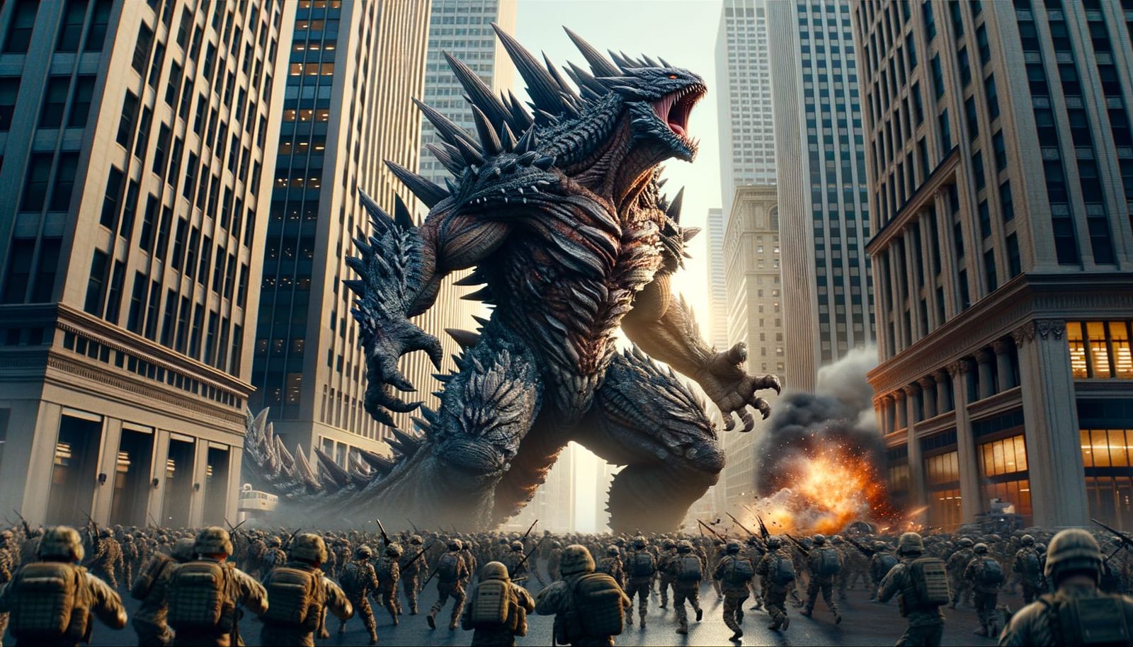Armored Kaiju Roars Defiantly in Metropolis