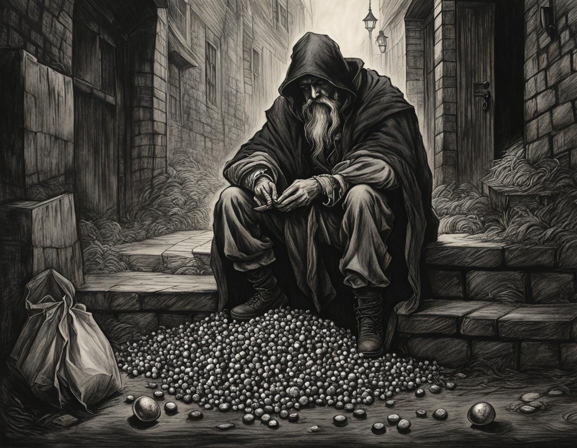 Man clutching a handful of jewels and gemstones #3