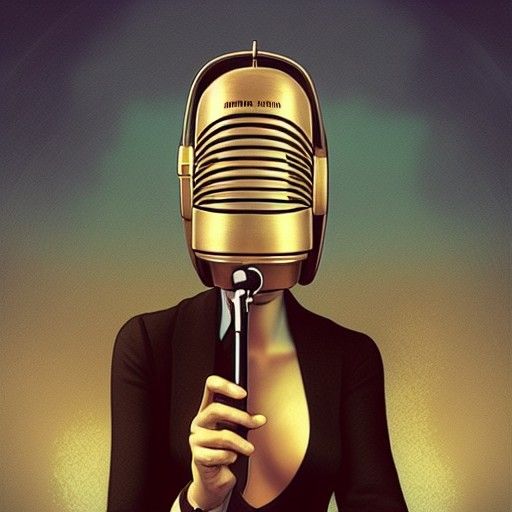 Vintage Microphone on Stage in Art Nouveau Style