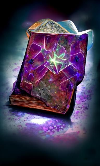 Ancient Magic Tome with Glowing Gems: Digital Art