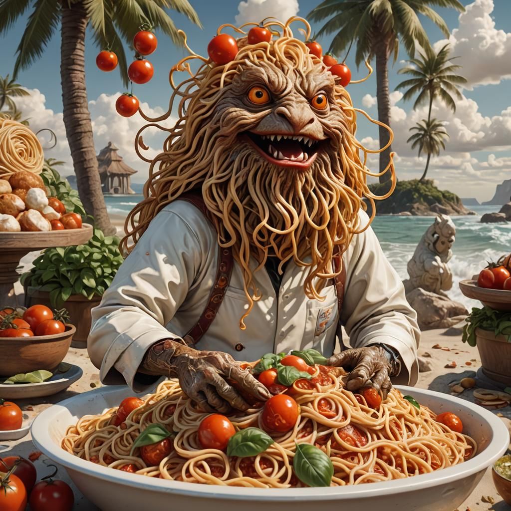 Spaghetti Monster Beach Vacation in 3D