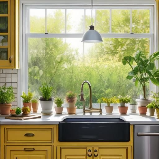 Sunny Kitchen with Plants in Professional Photography