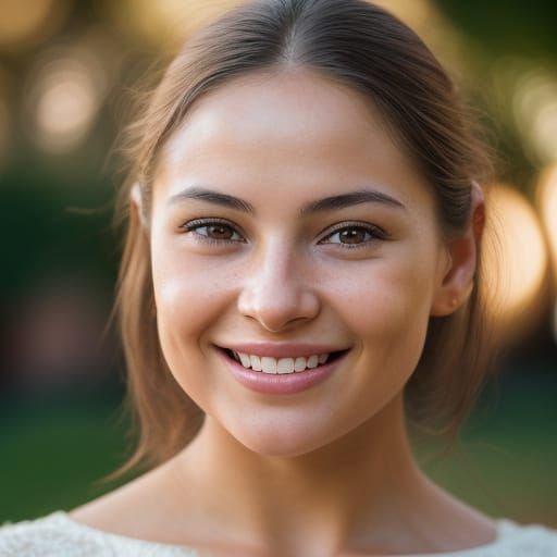 Woman Smiling Portrait in Hyper-Realistic Digital Art