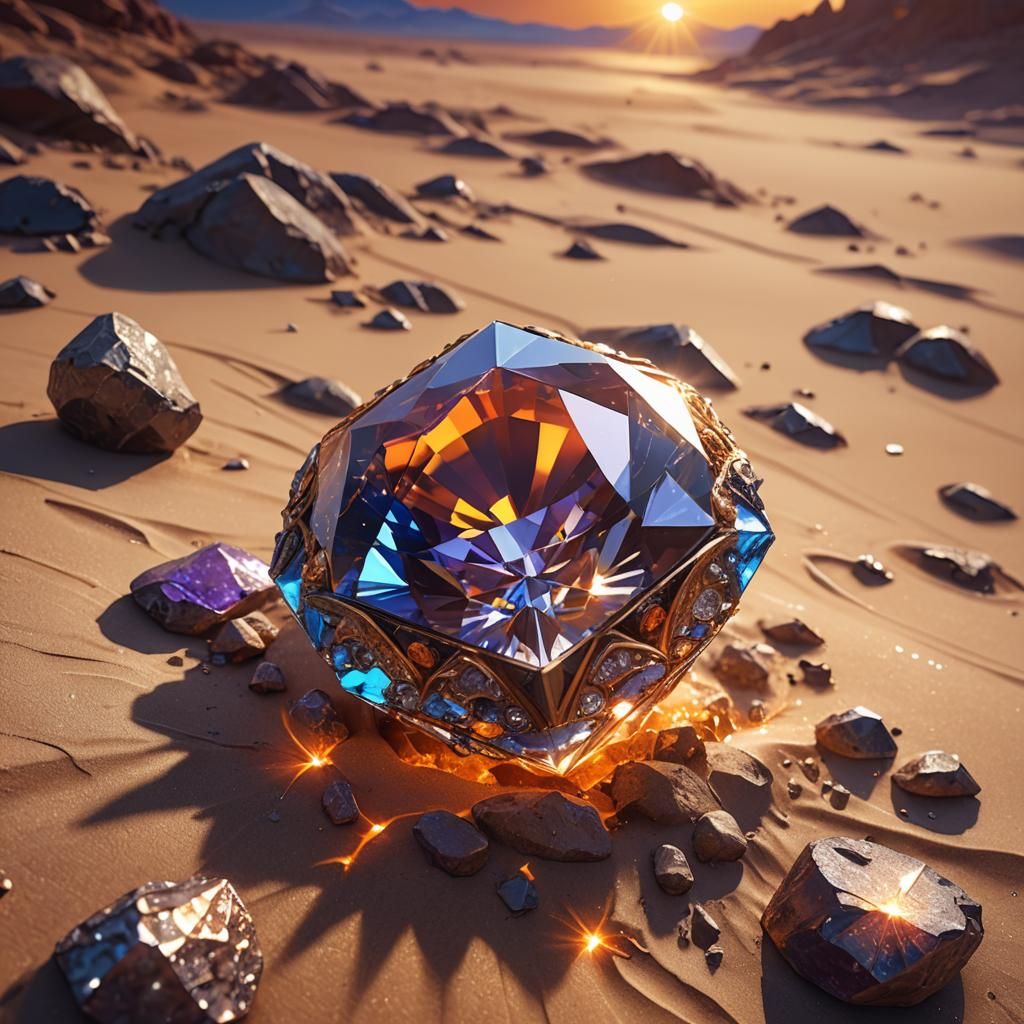 Sparkling Diamond in Desert: Fantasy Concept Art