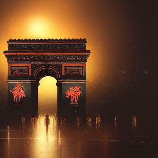 Arc de Triomphe at Night, Dark Fantasy Concept Art